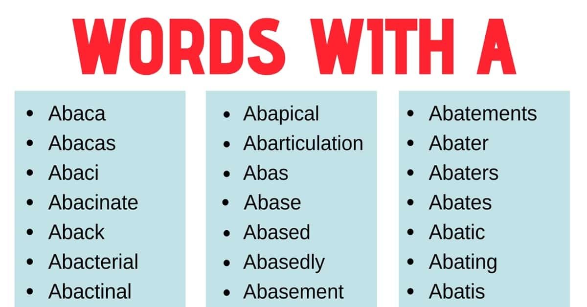 Words That Start With A
